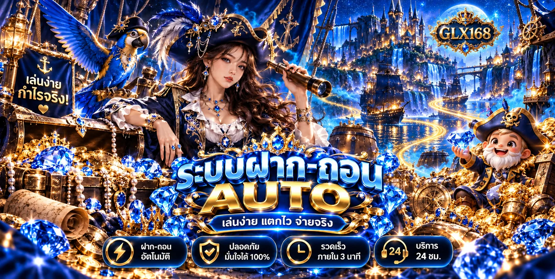 แบนเนอร์ GLX168 ฝากถอนและจัดการงบ